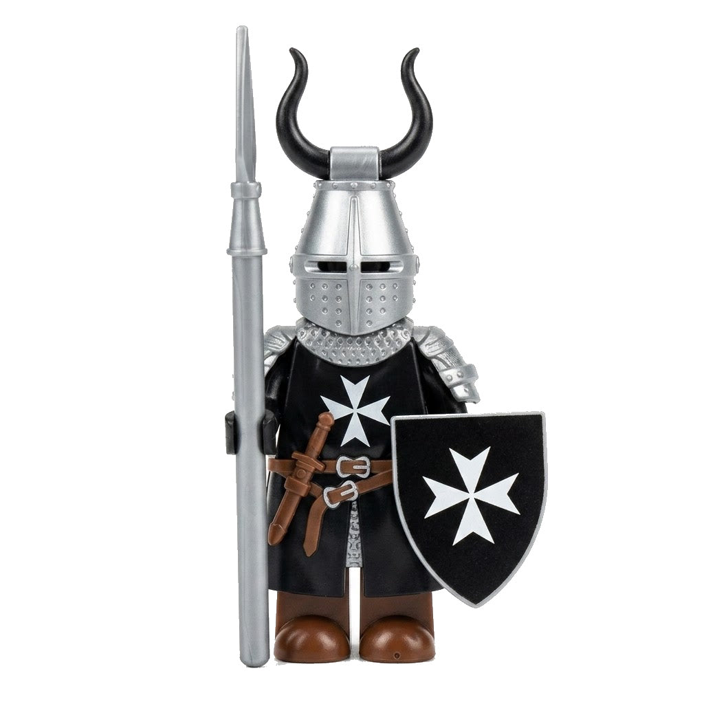Black Horned Hospitaller Knight Collectible Minifigure on white background