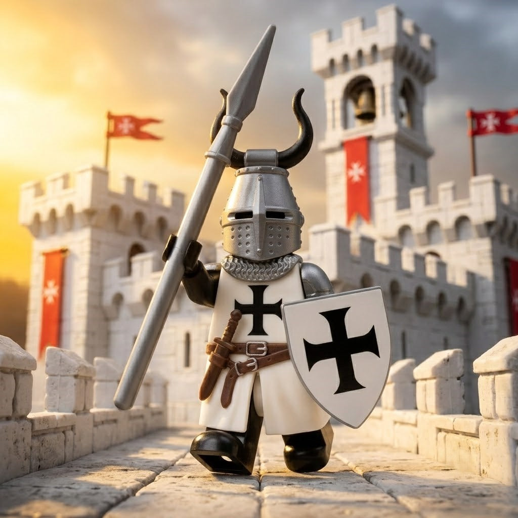 White Horned Teutonic Knight Collectible Minifigure