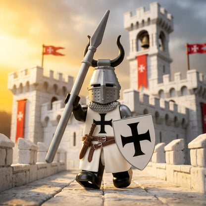 White Horned Teutonic Knight Collectible Minifigure