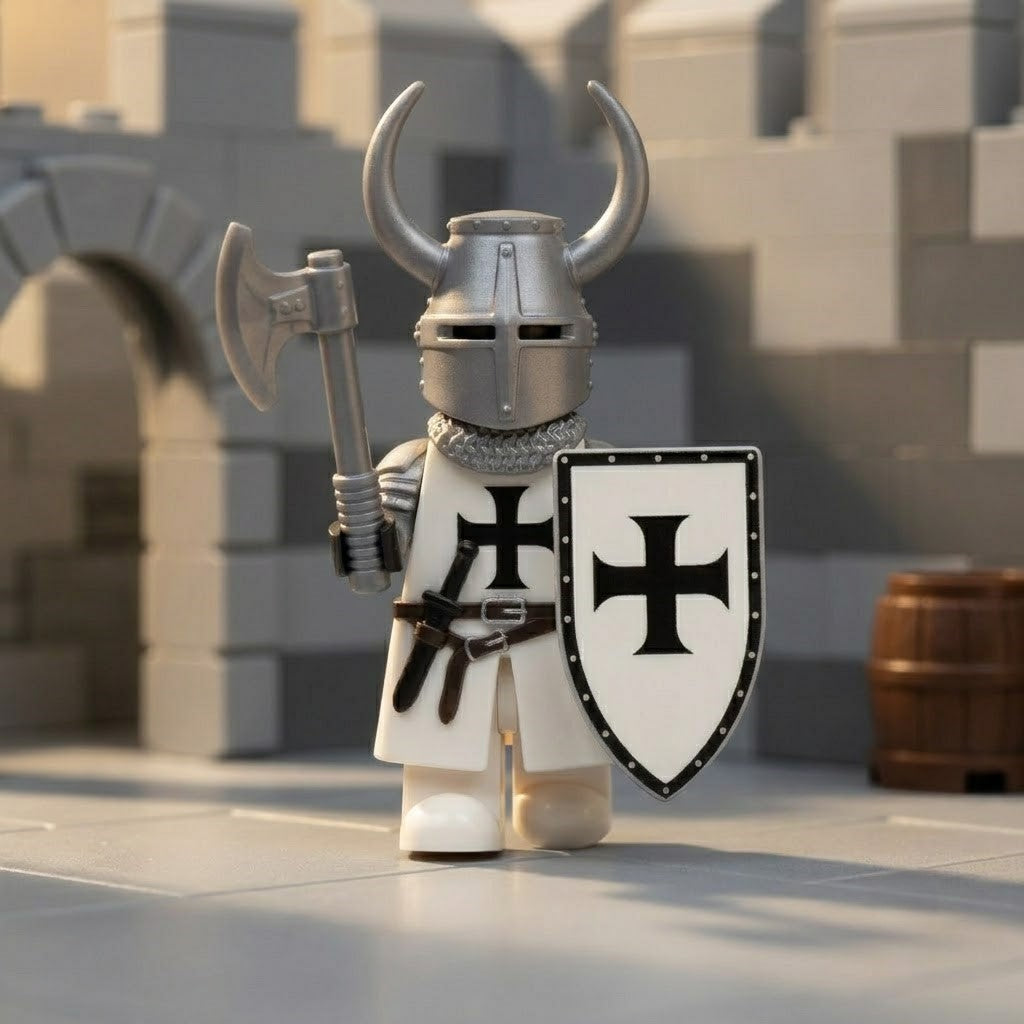 White Horned Teutonic Axeman Collectible Minifigure
