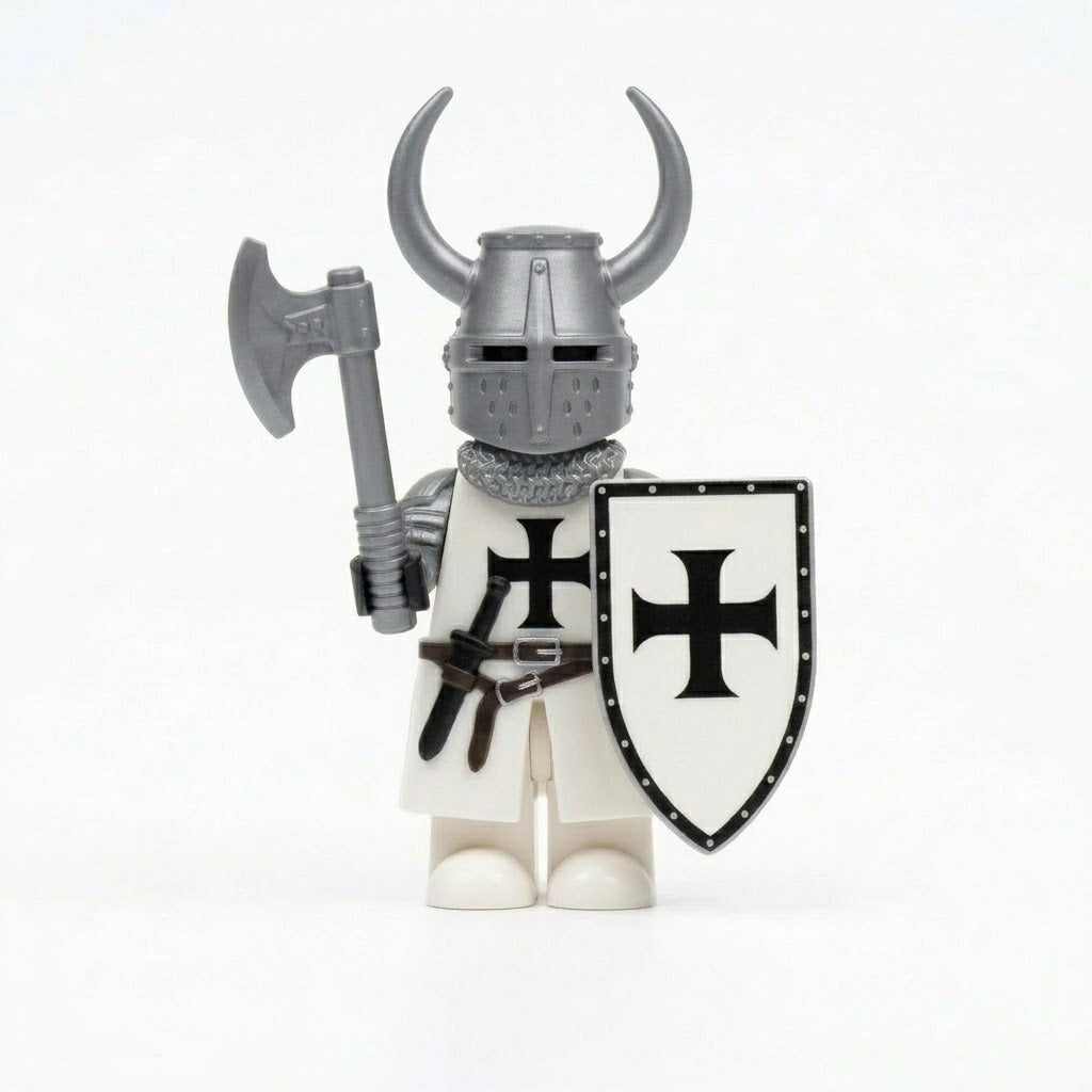 White Horned Teutonic Axeman Collectible Minifigure