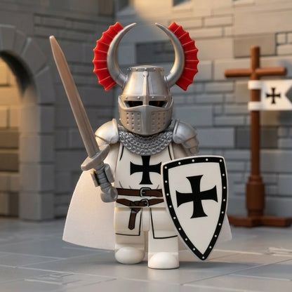 White Red-Plumed Teutonic Knight Collectible Minifigure