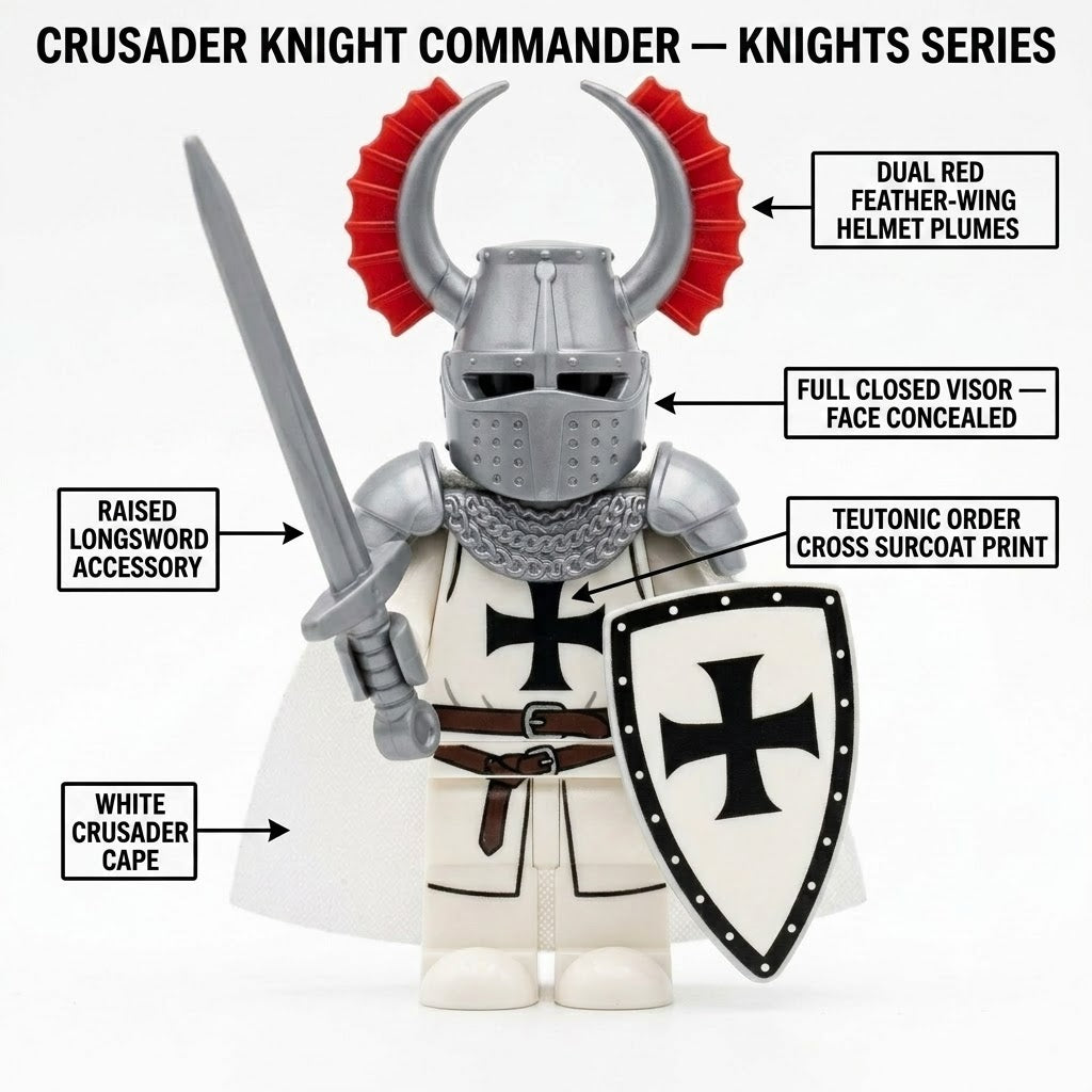 White Red-Plumed Teutonic Knight Collectible Minifigure