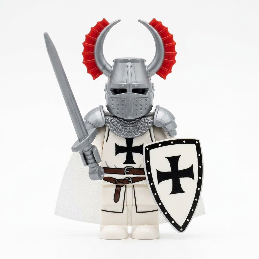 White Red-Plumed Teutonic Knight Collectible Minifigure