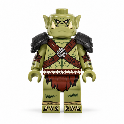 Green Orc Warrior Minifigure on white background