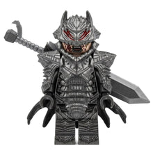 Dark Armored Berserker Knight with Sword on white background