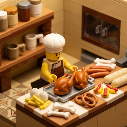 Mixed food scene - chef prep counter