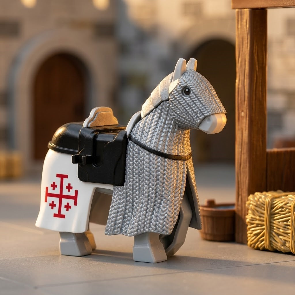 Gray Crusader Templar Warhorse Minifigure Accessory