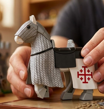 Gray Crusader Templar Warhorse Minifigure Accessory