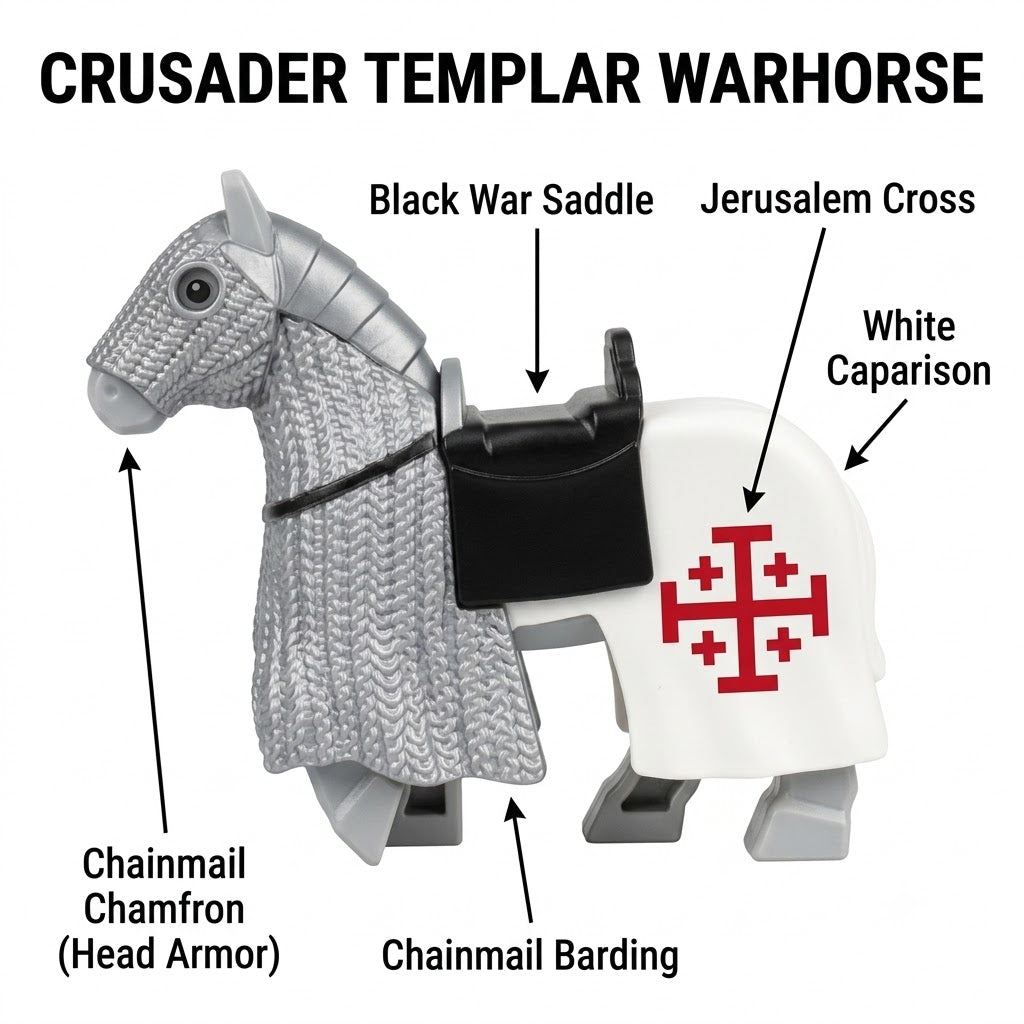 Gray Crusader Templar Warhorse Minifigure Accessory