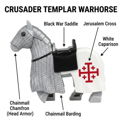 Gray Crusader Templar Warhorse Minifigure Accessory