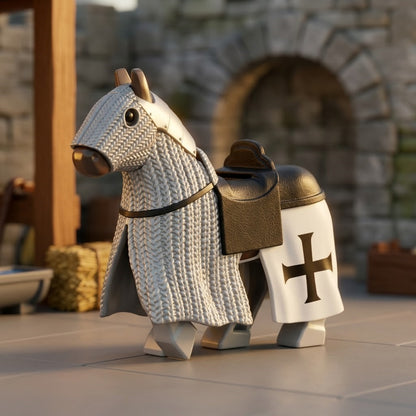 Gray Black Cross Crusader Warhorse Minifigure Accessory