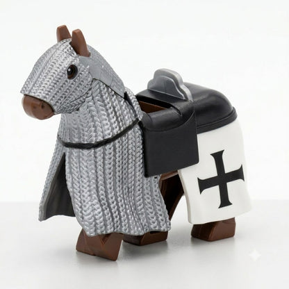 Gray Black Cross Crusader Warhorse Minifigure Accessory
