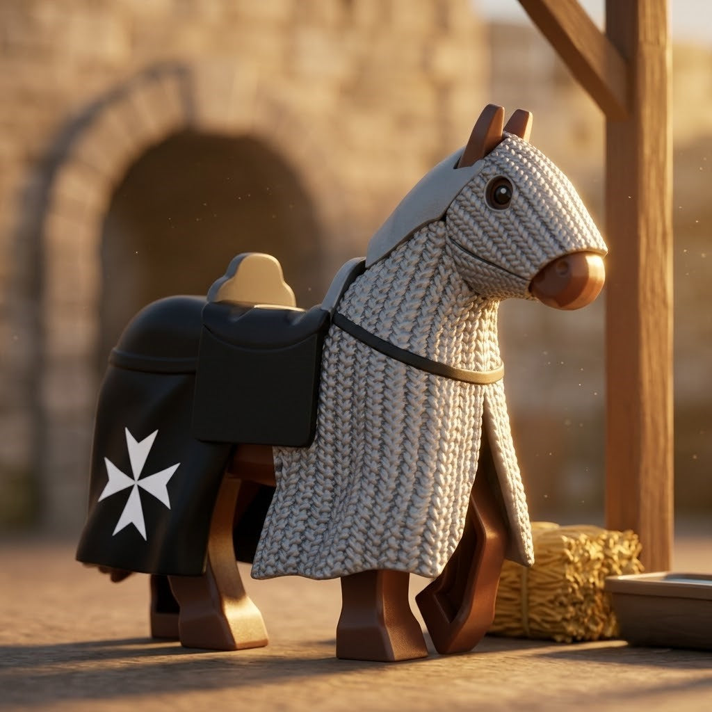 Gray Maltese Cross Crusader Warhorse Minifigure Accessory