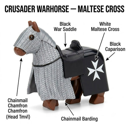 Gray Maltese Cross Crusader Warhorse Minifigure Accessory