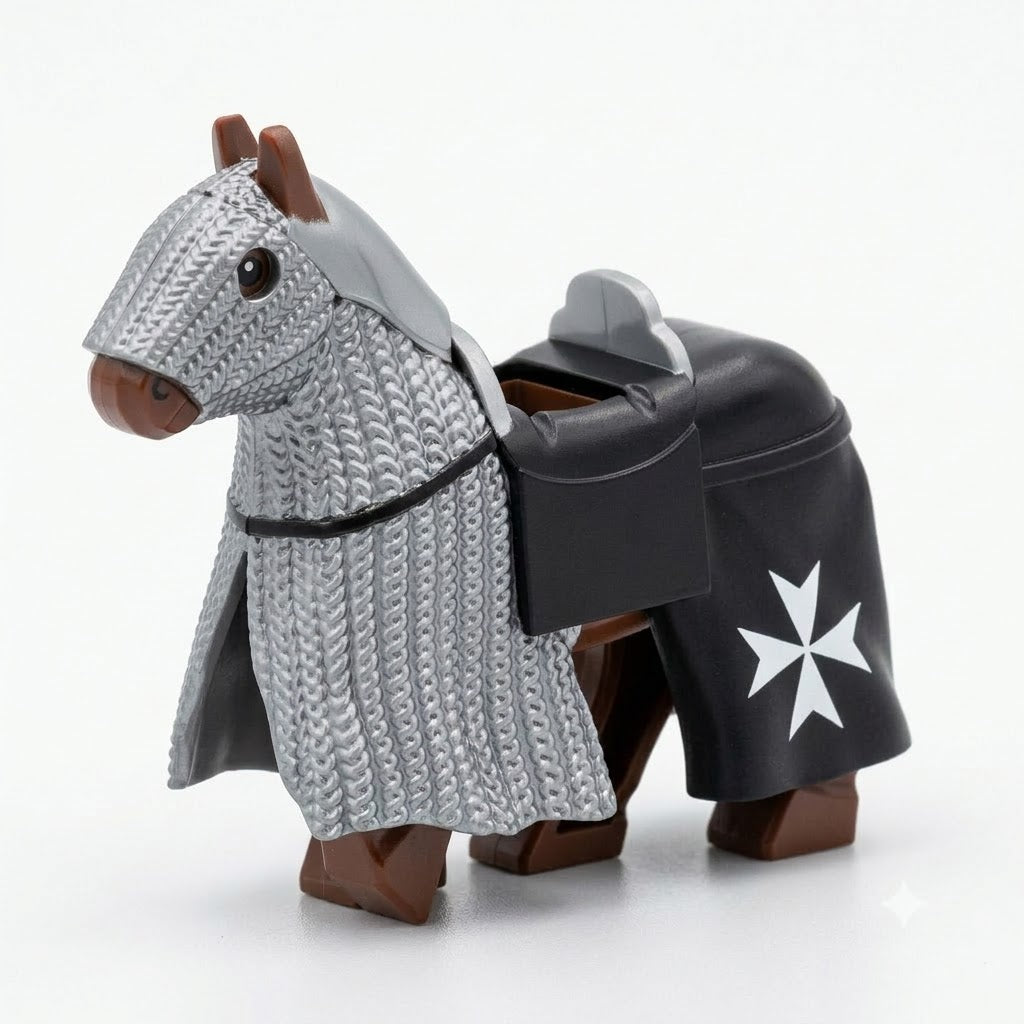 Gray Maltese Cross Crusader Warhorse Minifigure Accessory