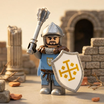 Blue Jerusalem Crusader Mace Knight Collectible Minifigure