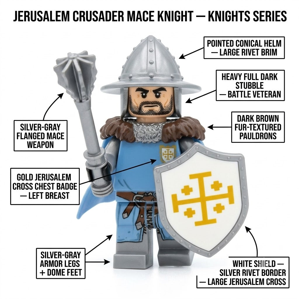 Blue Jerusalem Crusader Mace Knight Collectible Minifigure