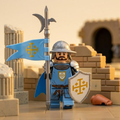 Sky Blue Jerusalem Crusader Standard Bearer Collectible Minifigure