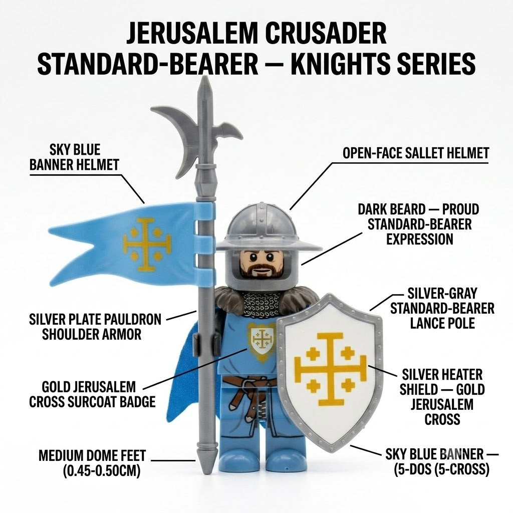 Sky Blue Jerusalem Crusader Standard Bearer Collectible Minifigure
