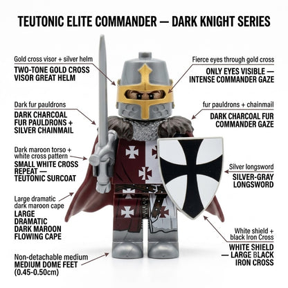 Dark Red Teutonic Knight Commander Collectible Minifigure