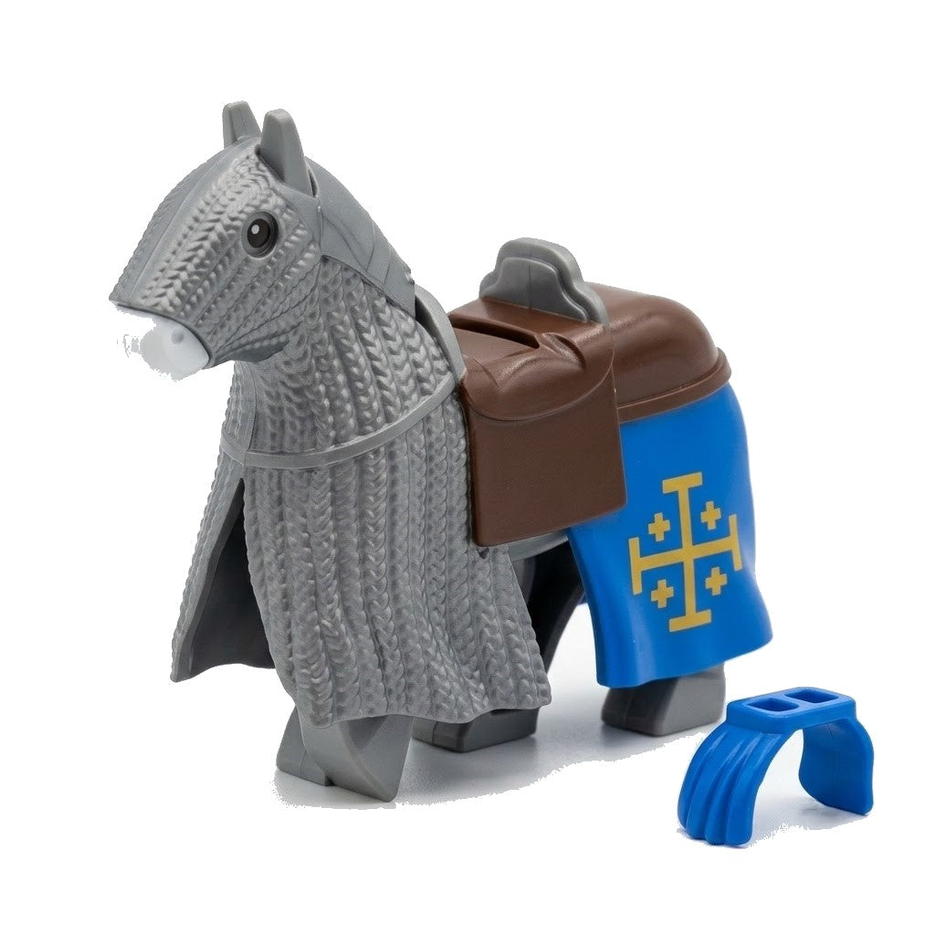 Gray Jerusalem Crusader Warhorse Minifigure Accessory on white background