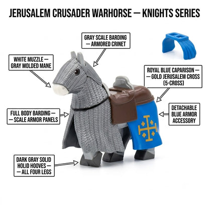 Gray Jerusalem Crusader Warhorse Minifigure Accessory