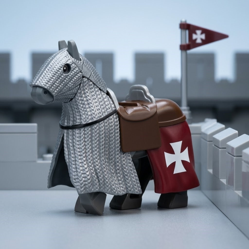 Gray Teutonic Order Warhorse Minifigure Accessory