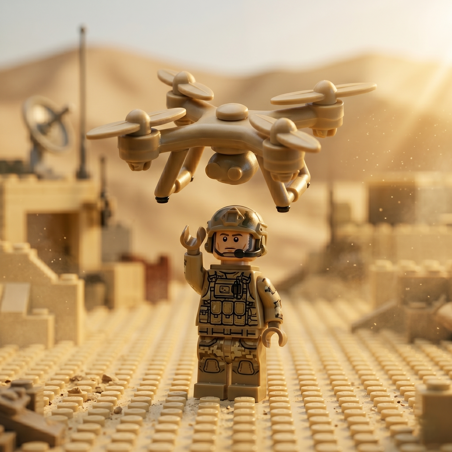 Desert Recon Drone Minifigure Accessory (Tan Desert Sand & Black)