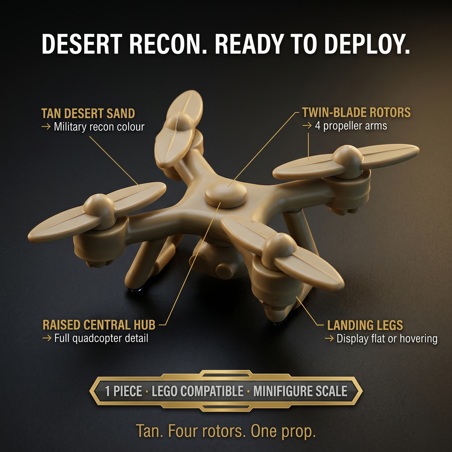 Desert Recon Drone Minifigure Accessory (Tan Desert Sand & Black)