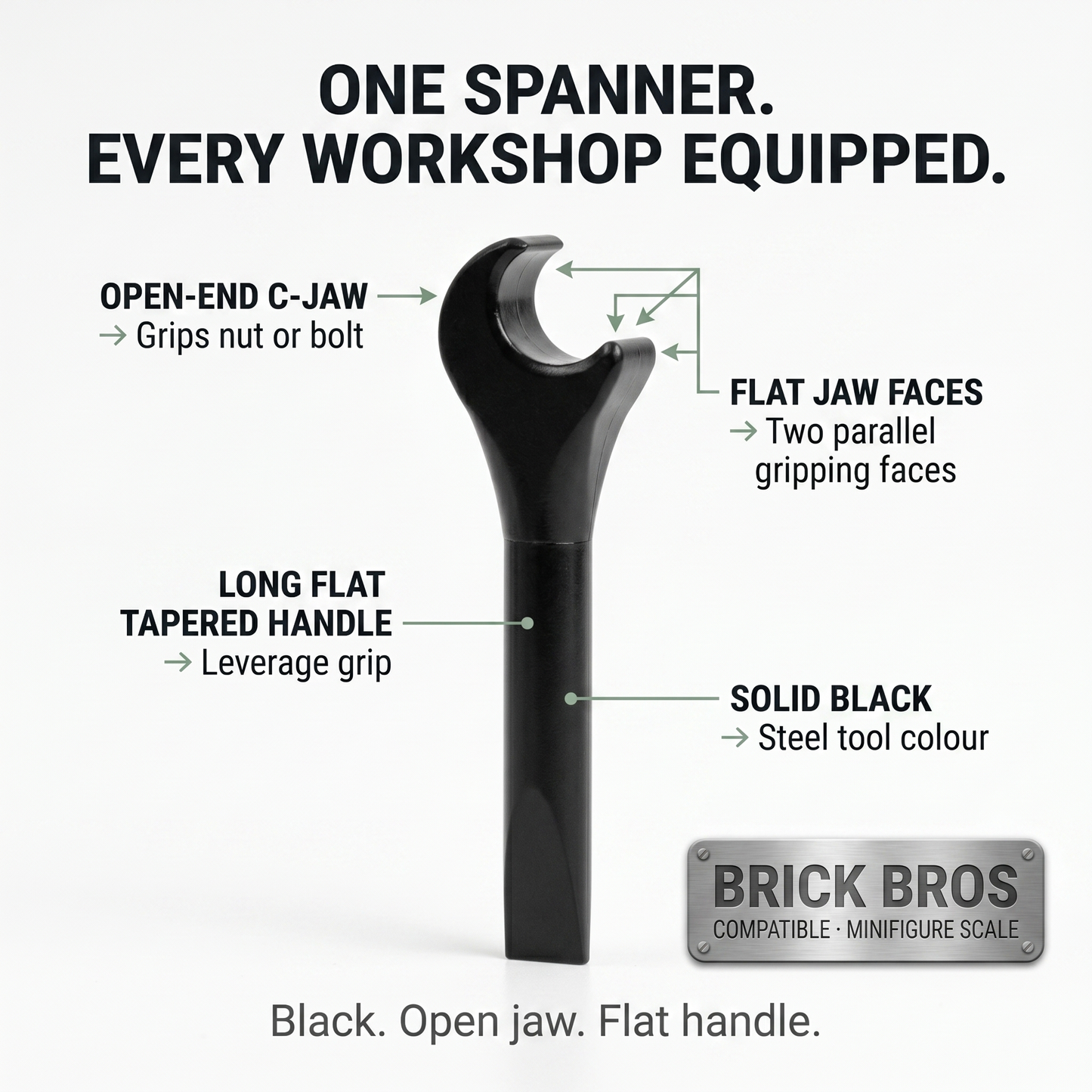 Black Spanner Wrench Accessory Minifigure