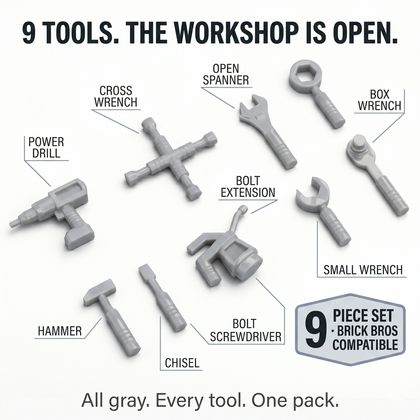 Gray Workshop Tool Pack Accessory Minifigure