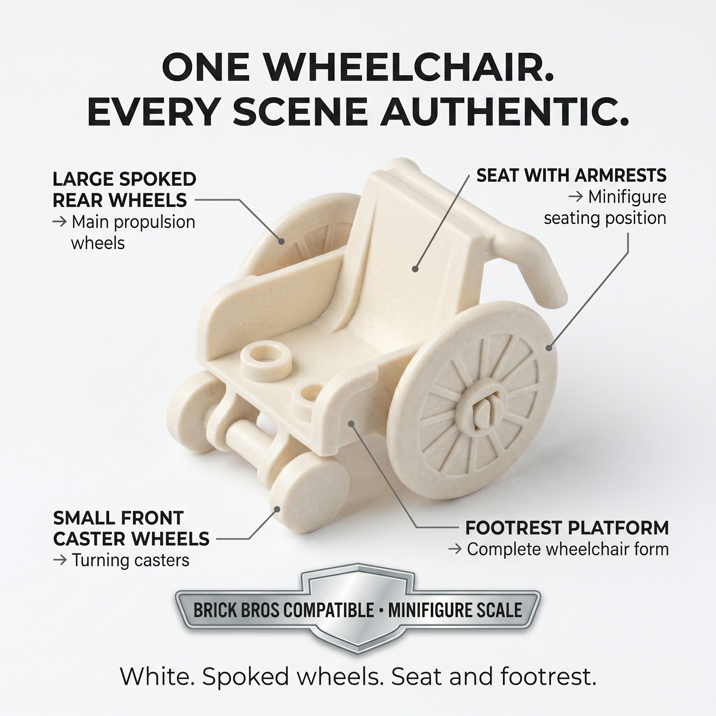 White Wheelchair Accessory Minifigure