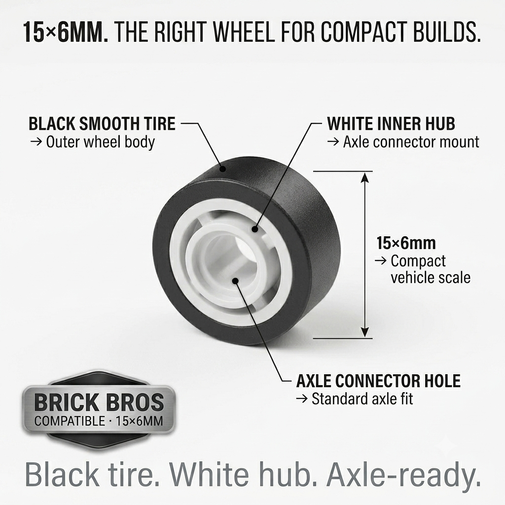 Minifigure Wheels 15×6mm