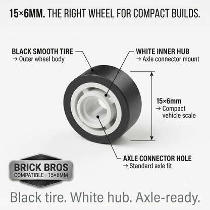 Minifigure Wheels 15×6mm