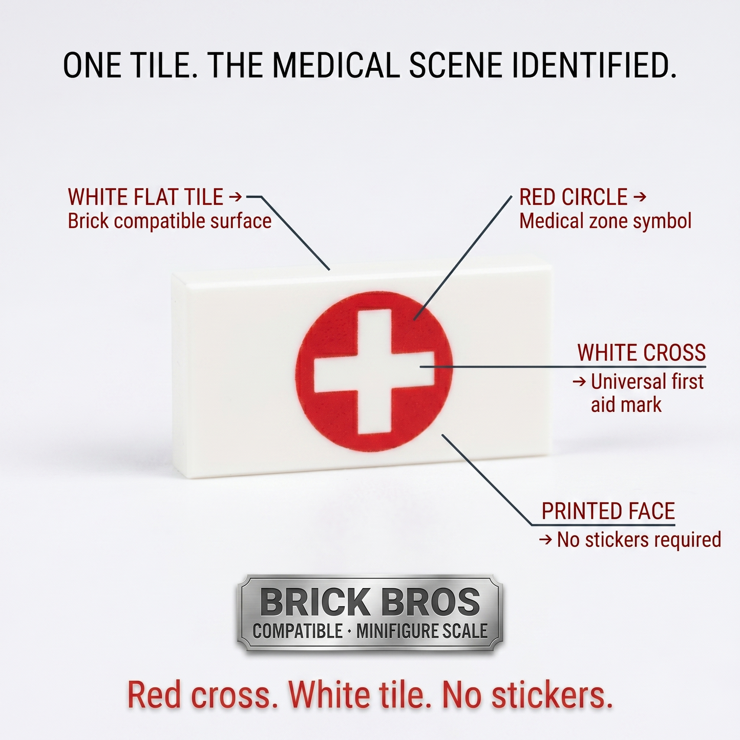 White Medical Cross Tile Accessory Minifigure