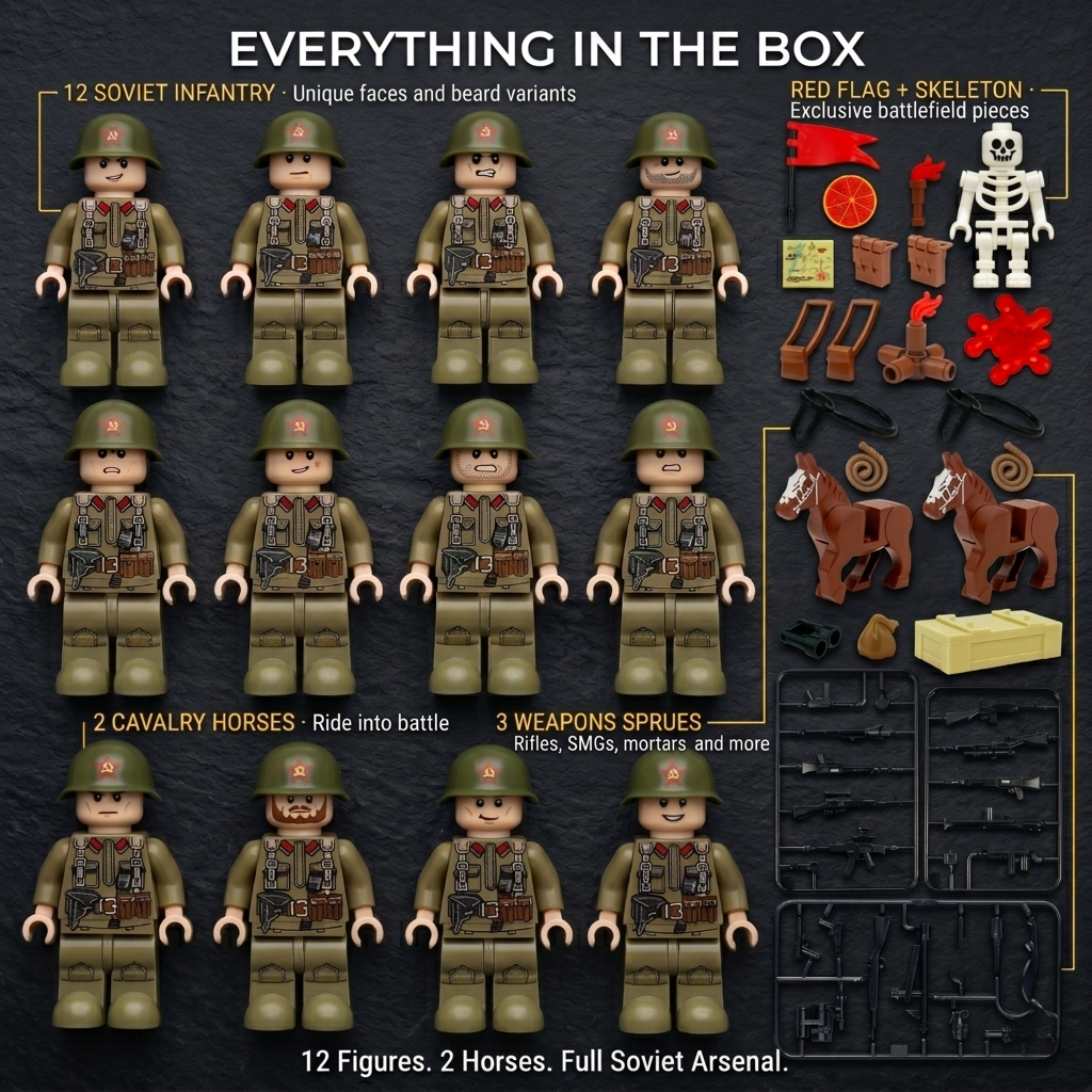 WWII Soviet Infantry Mega Set — 12 Soldiers