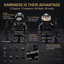 SWAT Special Ops Night Unit — 12 All-Black Figures