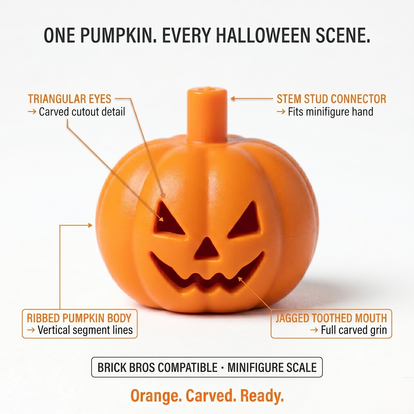 Orange Carved Pumpkin Accessory Minifigure