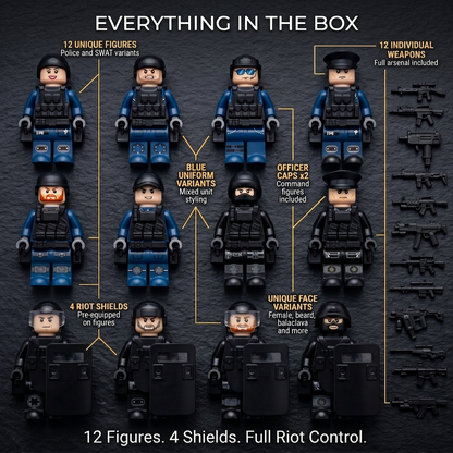 Police Riot Control Set — 12 Figures