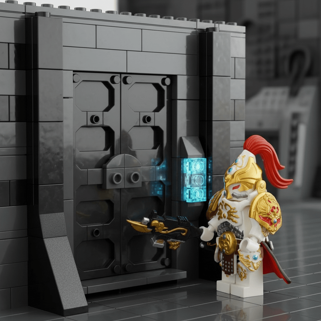 Imperial Sentinel with Winged Gun-Spear Minifigure (White Armor) - Brick BrosKnights
