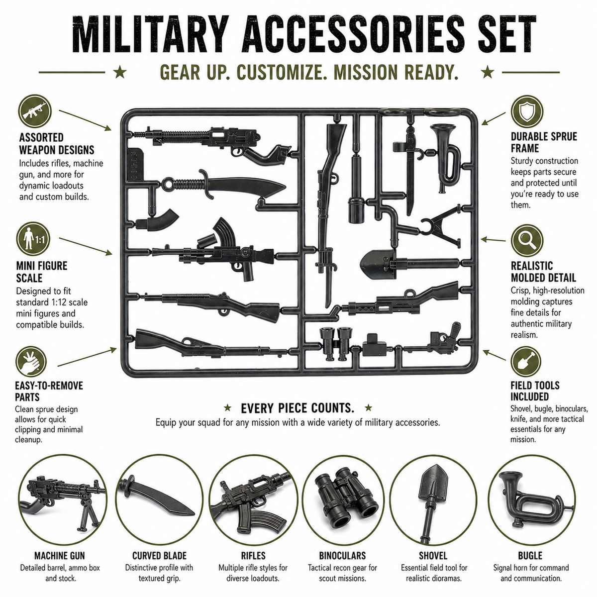 K7016 Black Weapon Set building-brick tactical weapon accessory set