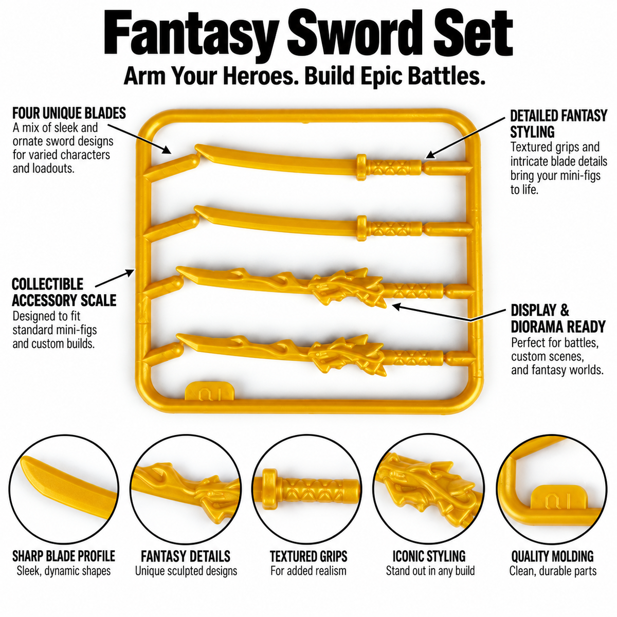 Gold Warrior Katana Sword minifigure accessory