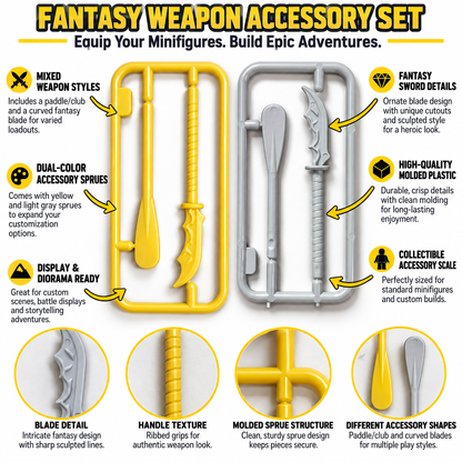 Gold Paddle Oar and Serrated Blade minifigure accessory