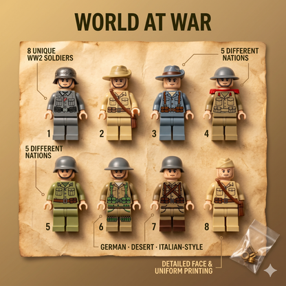 WW2 Multi-Nation Set — 8 Soldiers