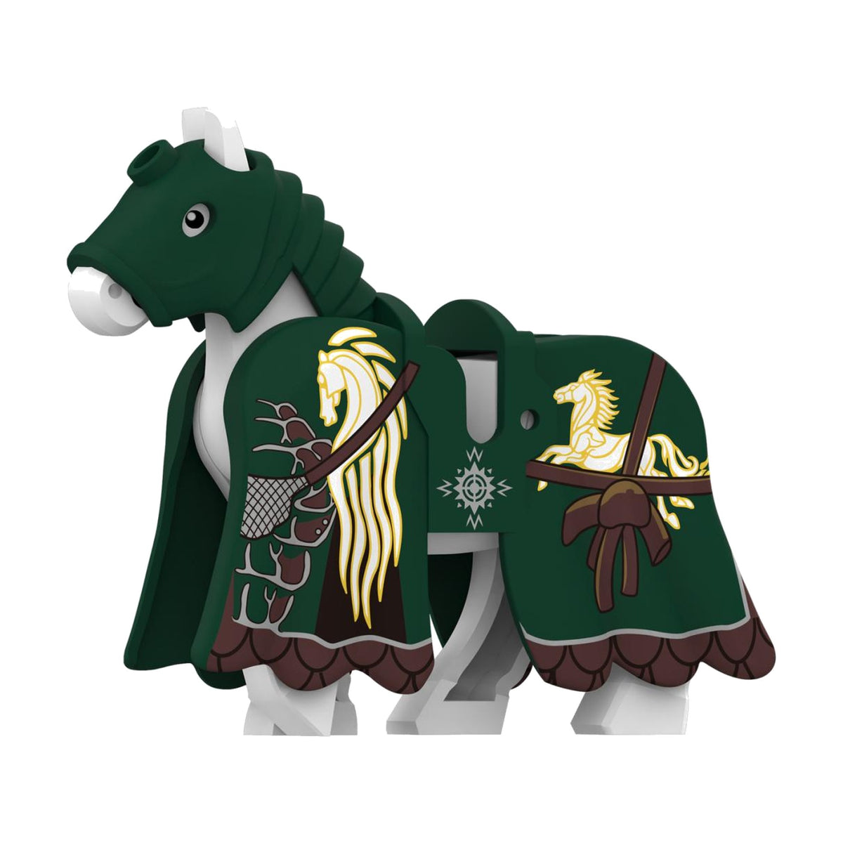 Forest Green Golden Stallion Warhorse - Knight Warhorse Collection - Brick Bros