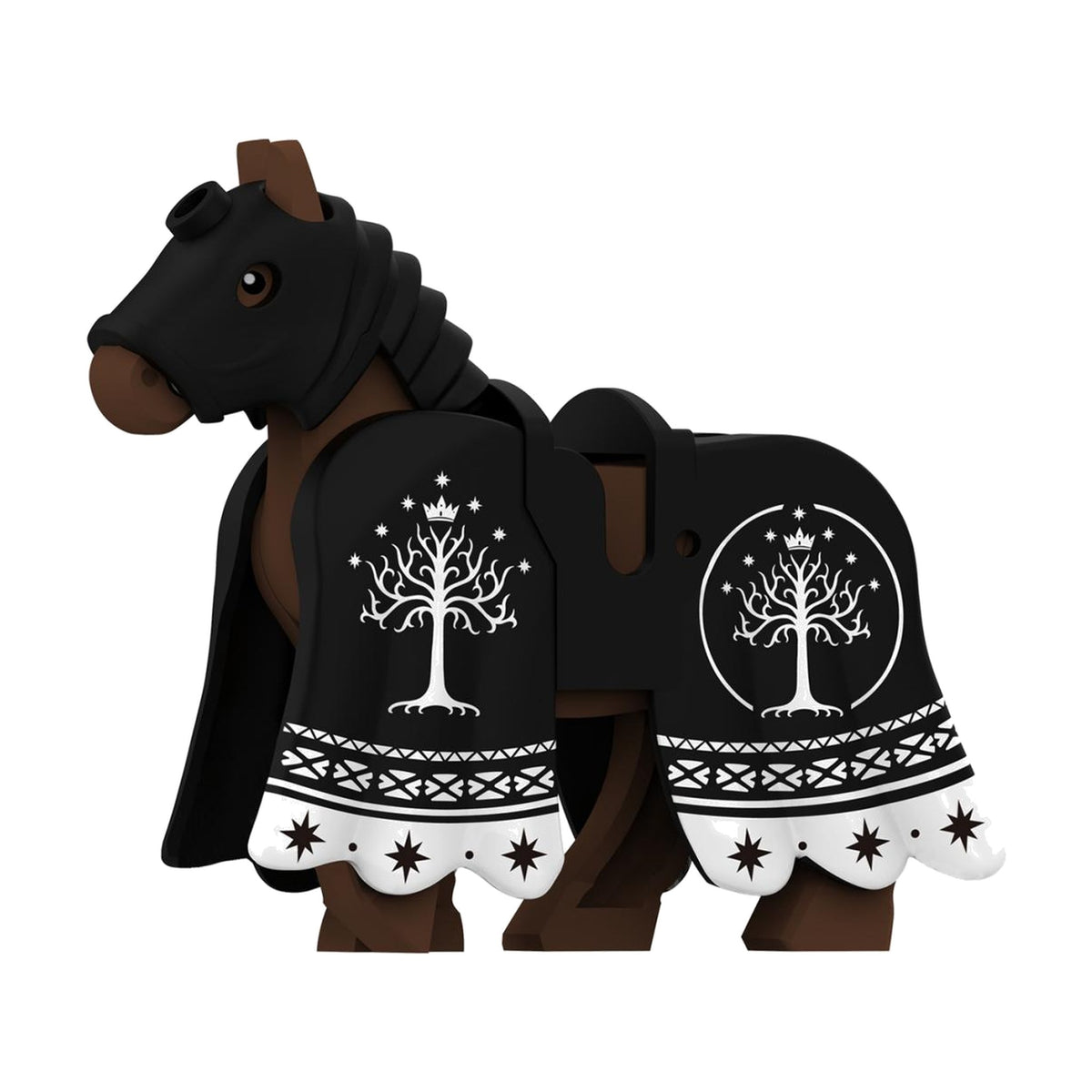 Dark Brown Crowned Oak Warhorse - Knight Warhorse Collection - Brick Bros