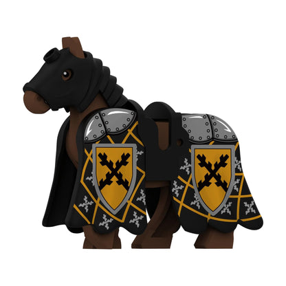 Black Gold Cross Warhorse - Knight Warhorse Collection - Brick Bros