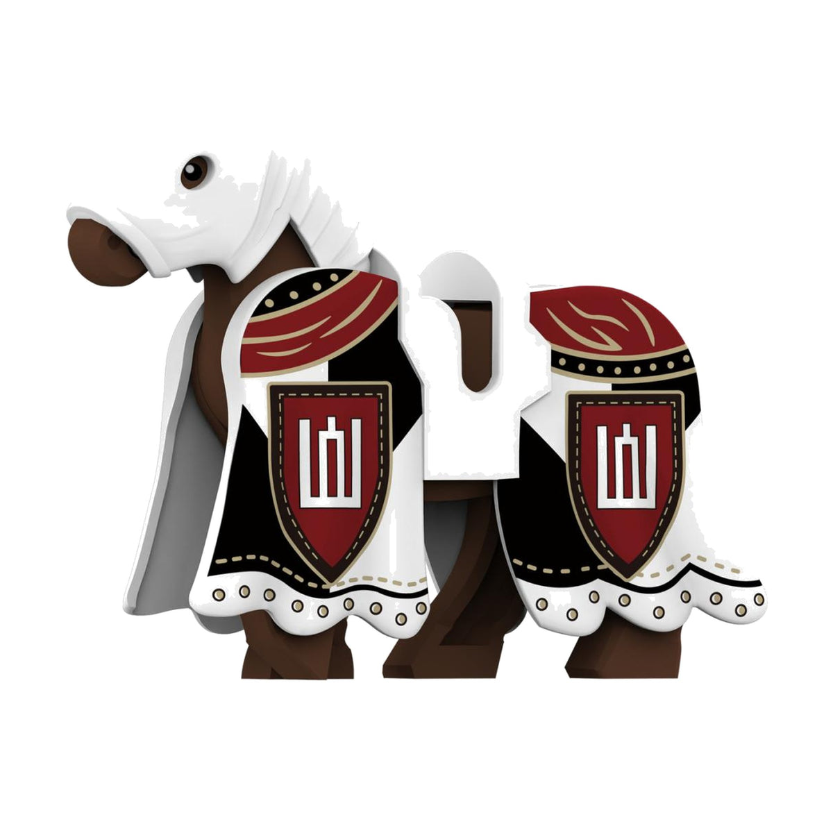 White Crimson Pillars Warhorse - Knight Warhorse Collection - Brick Bros