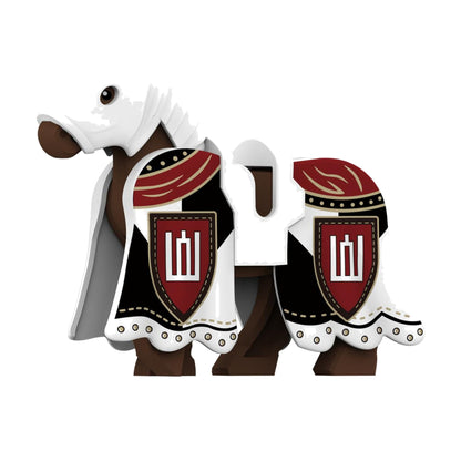 White Crimson Pillars Warhorse - Knight Warhorse Collection - Brick Bros